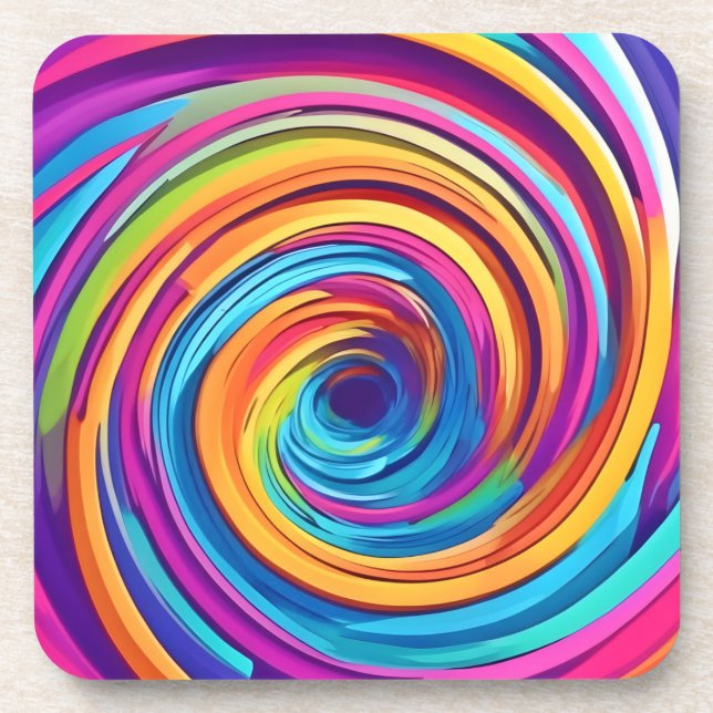 Psychedelischer Swirl von Regenbogenhues Getränkeuntersetzer (Vorderseite)