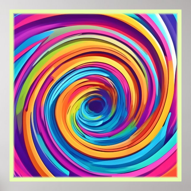 Psychedelischer Swirl von Regenbogenhues Poster (Vorne)
