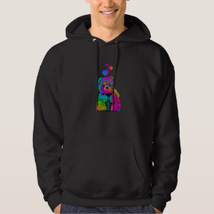 Psychedelischer Teddybär Trippy Bunter Teddy mit Hoodie