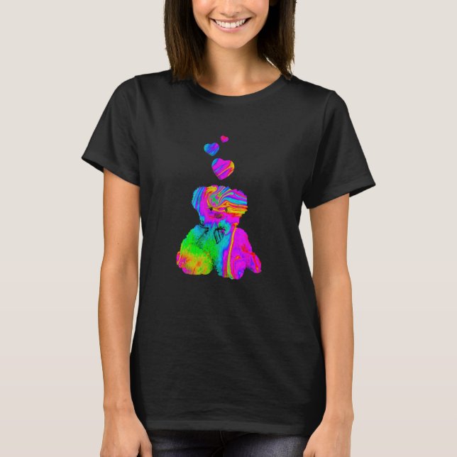 Psychedelischer Teddybär Trippy Bunter Teddy mit  T-Shirt (Vorderseite)