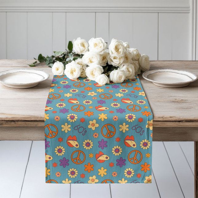 Psychedelischer Tischläufer Retro-Pastell-Stimmung (Psychedelic Table Runner Retro Pastel Mood)