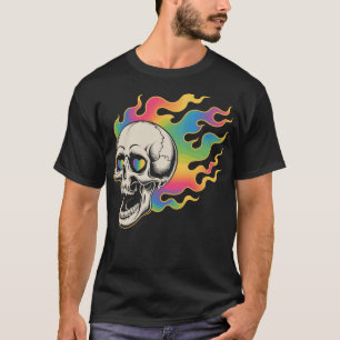 Psychedelischer Totenkopf im Feuerdesign T-Shirt