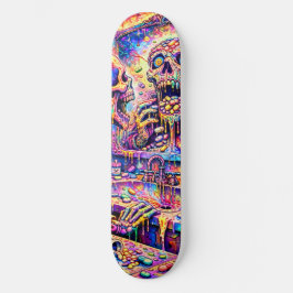 Psychedelischer Totenkopf-Spiegel-Skateboarddeck Skateboard