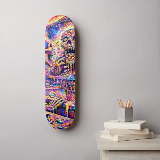 Psychedelischer Totenkopf-Spiegel-Skateboarddeck Skateboard