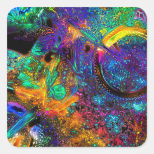 Psychedelischer Traum - Motocross Racer Quadratischer Aufkleber