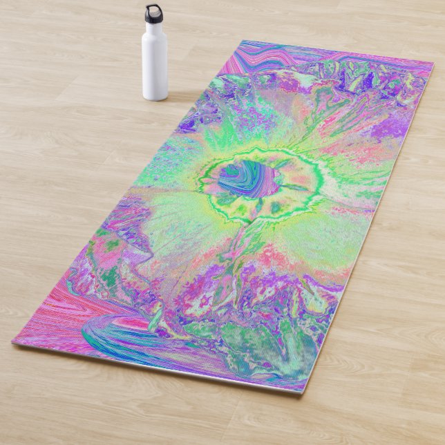 Psychedelischer Trippy Lime Green und Lila Hibisku Yogamatte (Beispiel)