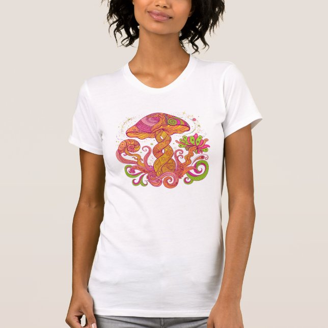 Psychedelischer Trippy Pilz - Farbige Boho  T-Shirt (Vorderseite)