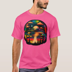 Psychedelischer Trippy Rainbow Rave Ufo Art T-Shirt