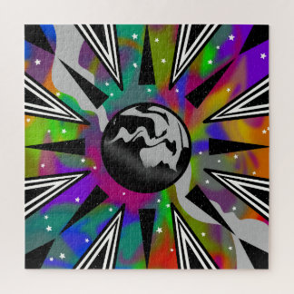 Psychedelischer Trippy-Weltraum und Abstraktes Puzzle