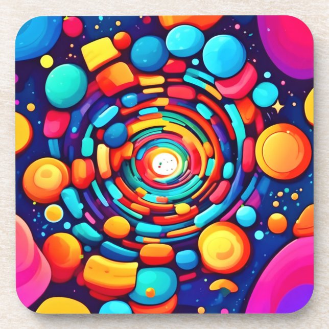 Psychedelischer Vortex der Farbe Getränkeuntersetzer (Vorderseite)