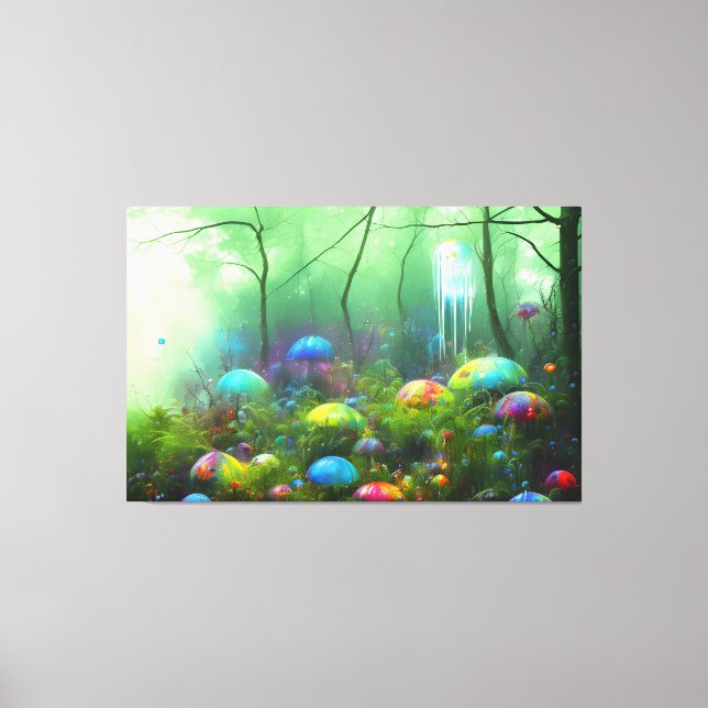 Psychedelischer Wald: Farbenfrohe Wall Art Print Leinwanddruck (Vorderseite)