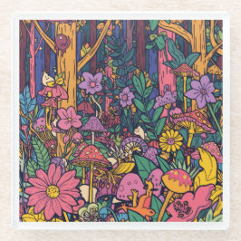 Psychedelischer Wald Glasuntersetzer