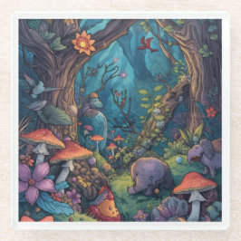 Psychedelischer Wald Glasuntersetzer