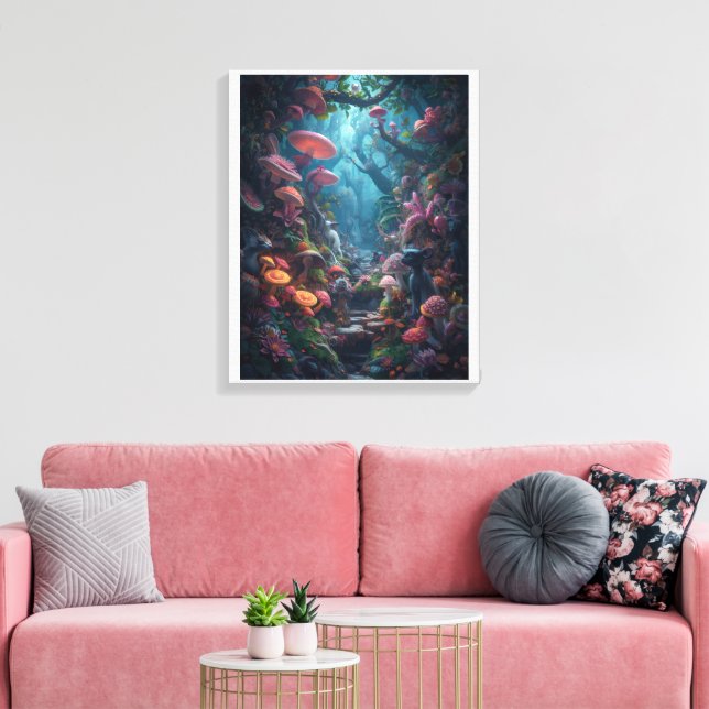 Psychedelischer Waldleinwanddruck Leinwanddruck (Insitu (Wohnzimmer))