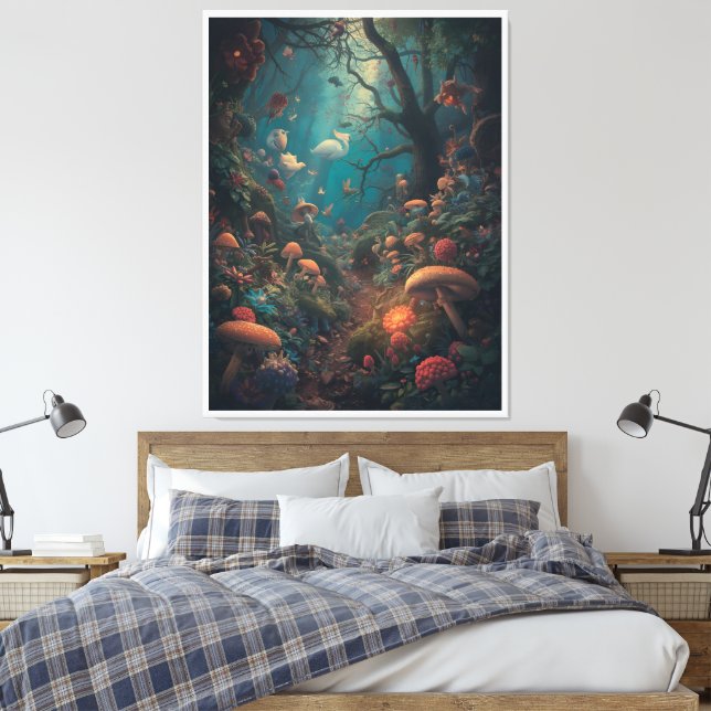 Psychedelischer Waldleinwanddruck Leinwanddruck (Insitu (Schlafzimmer))