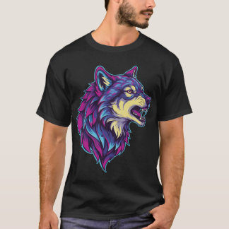 Psychedelischer Wolfskopf T-Shirt