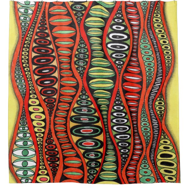 Psychedelischer Zentangle-Eyes-Duschvorhang - Vibr Duschvorhang (Vorderseite)