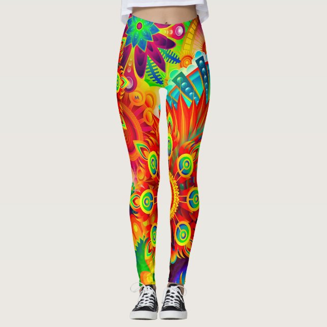 Psychedelisches abstraktes cooles niedliches leggings (Vorderseite)