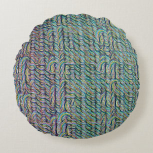 Psychedelisches abstraktes Wellenmuster-Design 130 Rundes Kissen