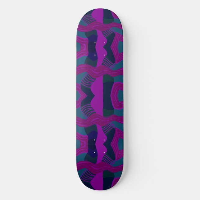 Psychedelisches afrikanisches Patchwork: Aquamarin Skateboard (Vorderseite)
