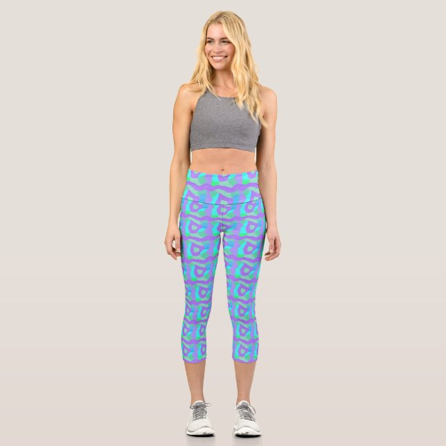 Psychedelisches afrikanisches Patchwork: Green Lil Capri Leggings (Vorderseite)