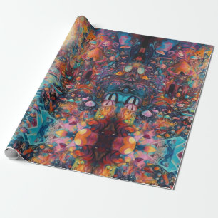 Psychedelisches Alice-im-Wunderland-Mädchenthema Geschenkpapier
