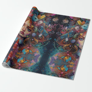 Psychedelisches Alice-im-Wunderland-Thema Geschenkpapier