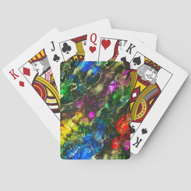 Psychedelisches Alkoholtink Abstrakte Malerei Spielkarten (Rückseite)