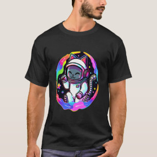 Psychedelisches Astronaut Katzen EDM Trippu Festiv T-Shirt