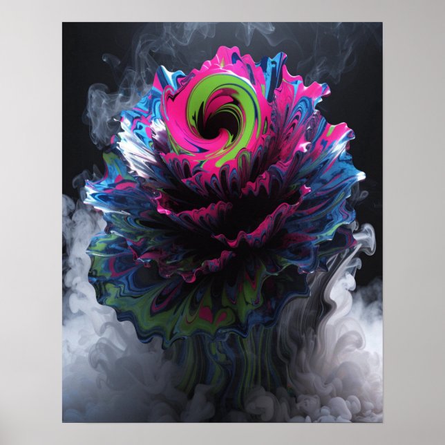 Psychedelisches aufblühendes Design-Wandposter Poster (Vorne)