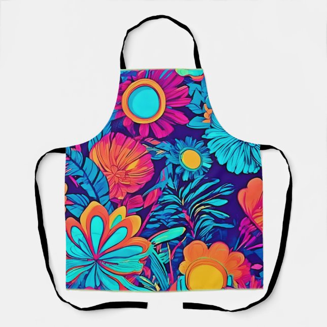 Psychedelisches Blumenband Schürze (Vorderseite)