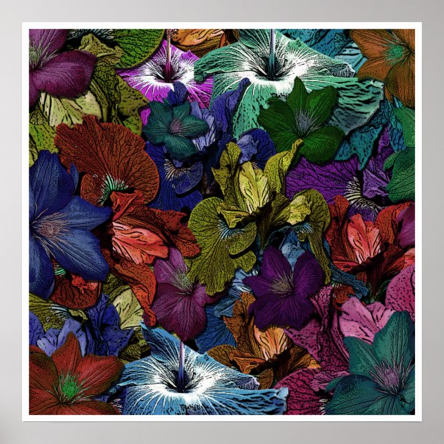 Psychedelisches Blumenposter Poster (Vorne)