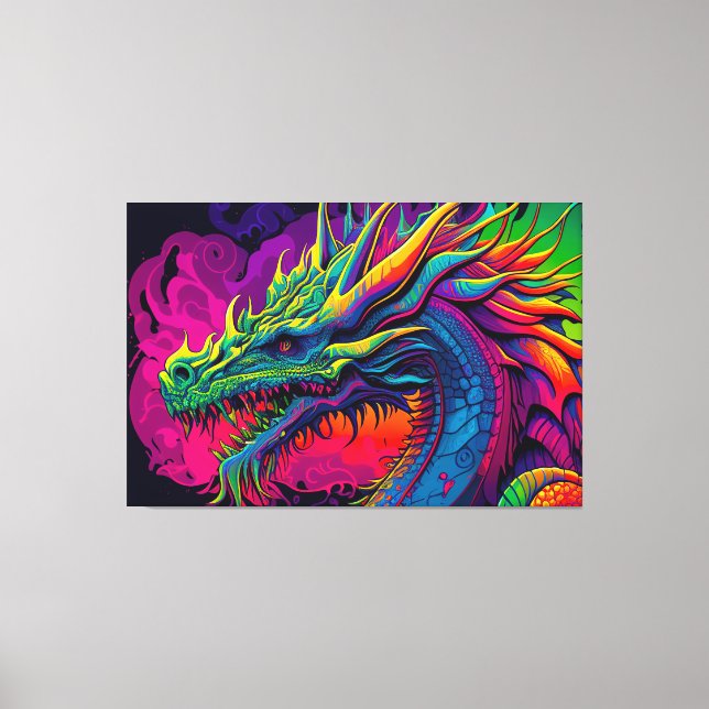 Psychedelisches Drachendesign Leinwanddruck (Vorderseite)