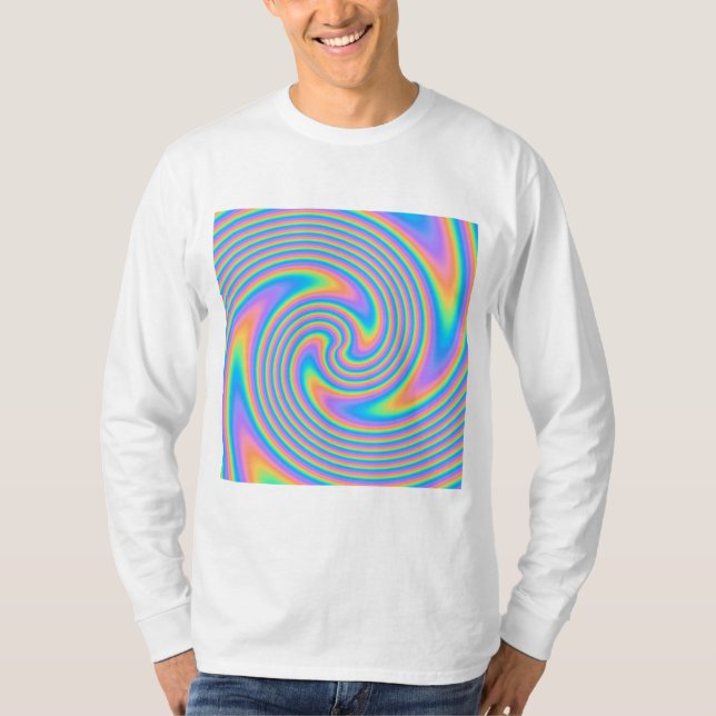 Psychedelisches Drehungs-Strudel-Mehrfarbenmuster T-Shirt (Vorderseite)