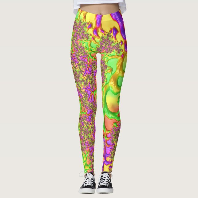 Psychedelisches farbiges Acid Trip Abstraktes Frak Leggings (Vorderseite)