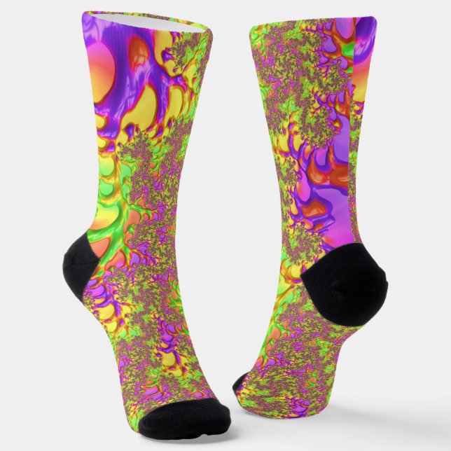 Psychedelisches farbiges Acid Trip Abstraktes Frak Socken (Gewinkelt)