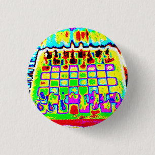 psychedelisches Farbschachbrett-Button Button