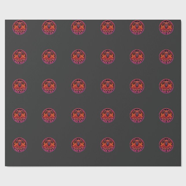 Psychedelisches Feuer Widder  Geschenkpapier (Saum)