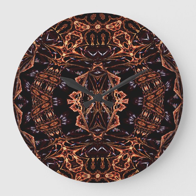 Psychedelisches Fraktal flammt Uhr (Vorderseite)