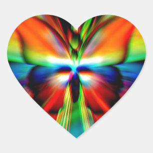 Psychedelisches Fraktal Herz-Aufkleber