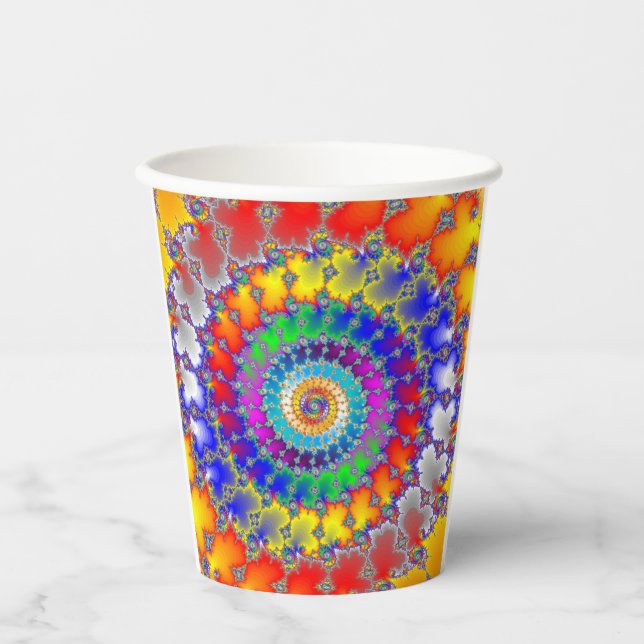 Psychedelisches Fraktal Pappbecher (Vorderseite)