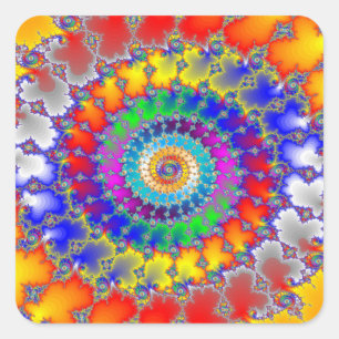 Psychedelisches Fraktal Quadratischer Aufkleber
