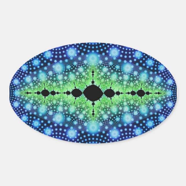 Psychedelisches Fraktal Wild Decorative Abstrakte  Ovaler Aufkleber (Vorderseite)