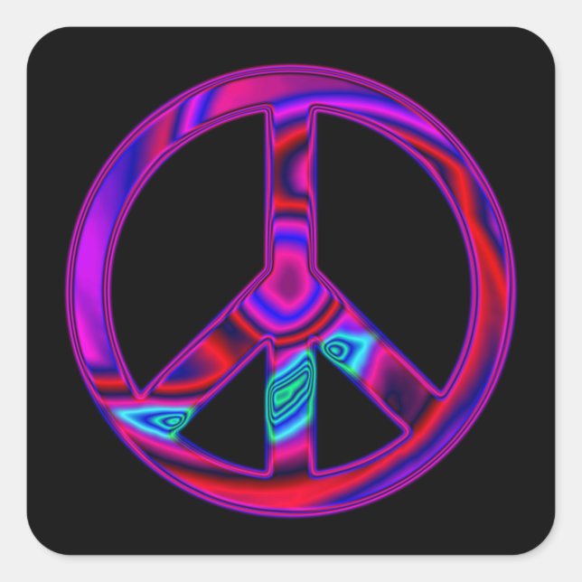 Psychedelisches Friedensquadrat-Aufkleber Quadratischer Aufkleber (Vorderseite)