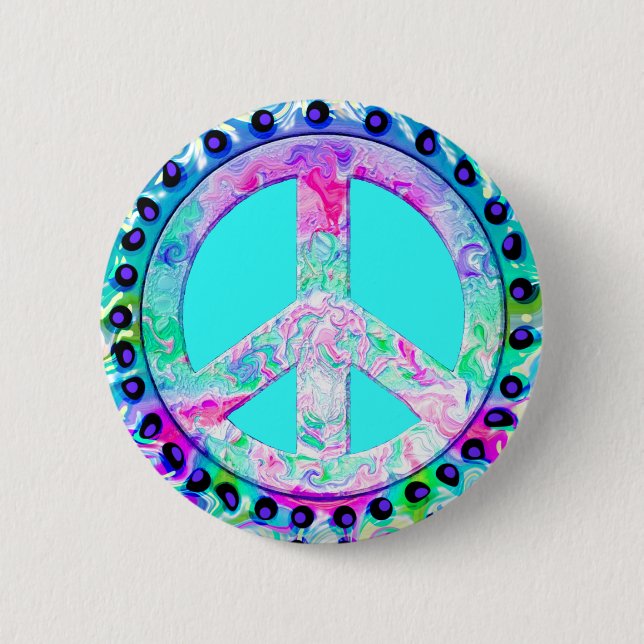 Psychedelisches Friedenszeichen Abstract Button (Vorderseite)