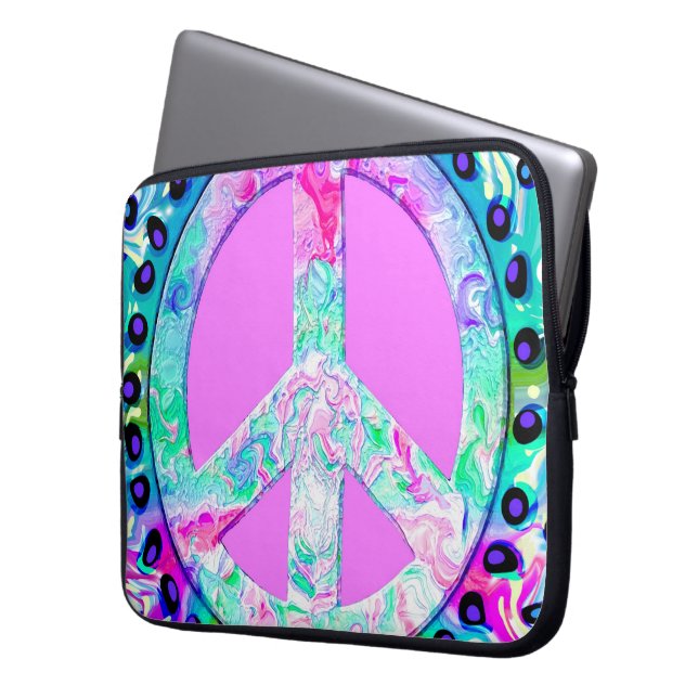 Psychedelisches Friedenszeichen Abstract Laptopschutzhülle (Vorderseite Links)