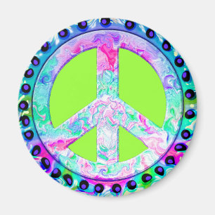 Psychedelisches Friedenszeichen Abstract Magnet