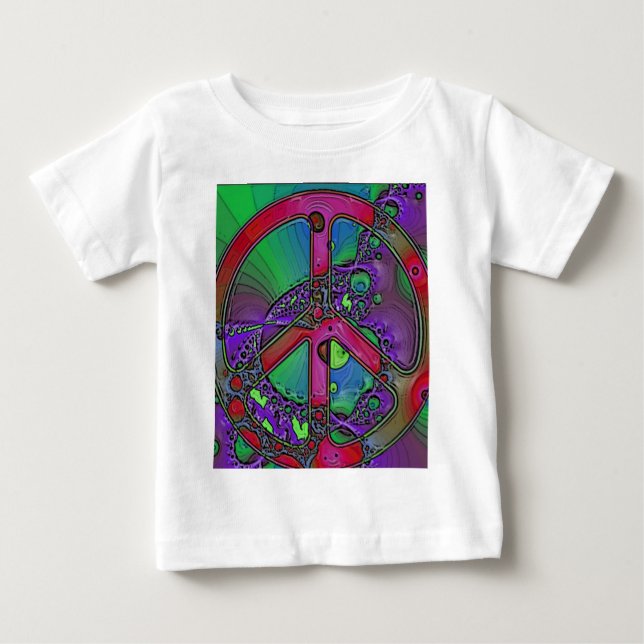 psychedelisches Friedenszeichen Baby T-shirt (Vorderseite)