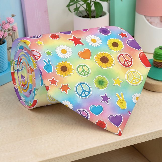 Psychedelisches Friedenszeichen Individuelle Krawa Krawatte (Von Creator hochgeladen)