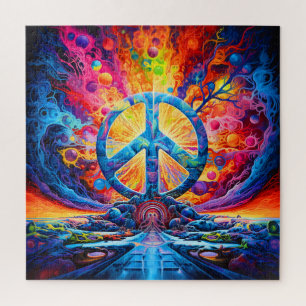 Psychedelisches Friedenszeichen Puzzle